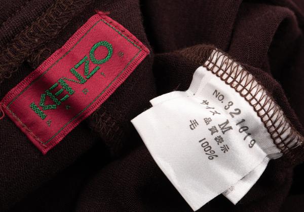 KENZO Sailor Collar Wool Knit Top Wine Red Size M