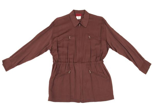 KENZO Rayon Blend Zip Pocket Jacket Wine Size 38