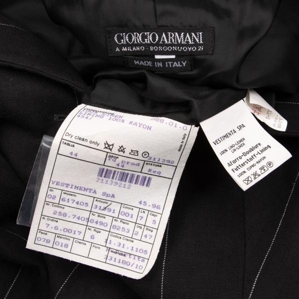 GIORGIO ARMANI Linen Stripe Collarless Jacket Gray Size 44