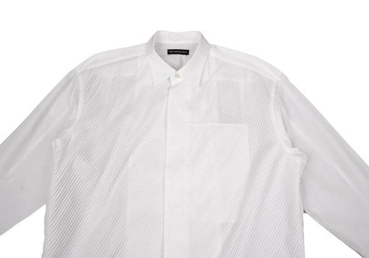 ISSEY MIYAKE MEN Front Bias Pleat Long Sleeve Shirt White Size 2