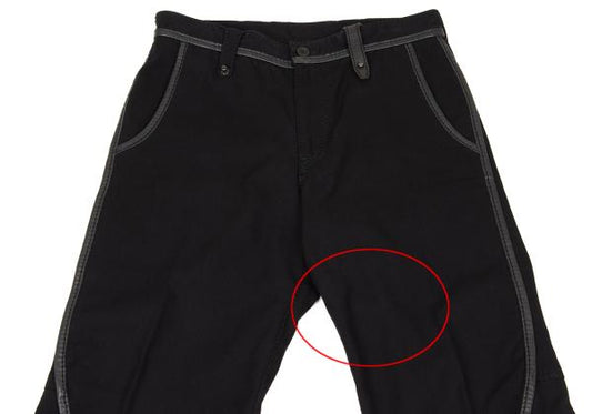 ISSEY MIYAKE MEN Black Leather Piping Canvas Pants Size 2