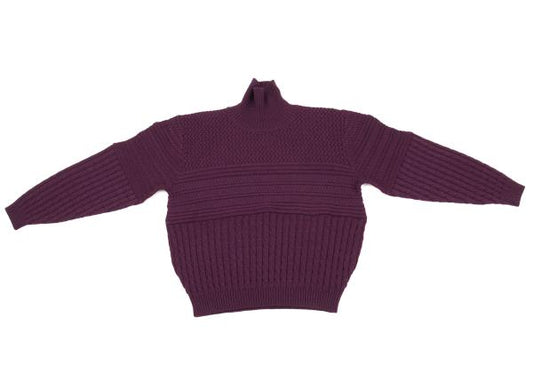 KENZO Composition Knit Panel Sweater Purple Size 38