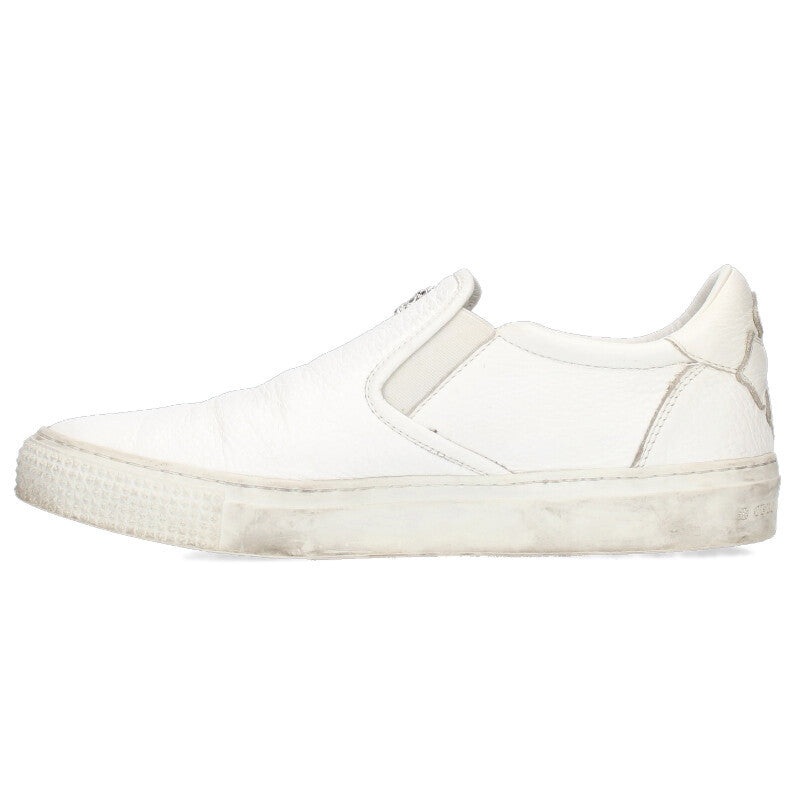 Chrome Hearts SLIP ON BLK CALF CH Leather Dagger Sneakers White x Silver US 6.5