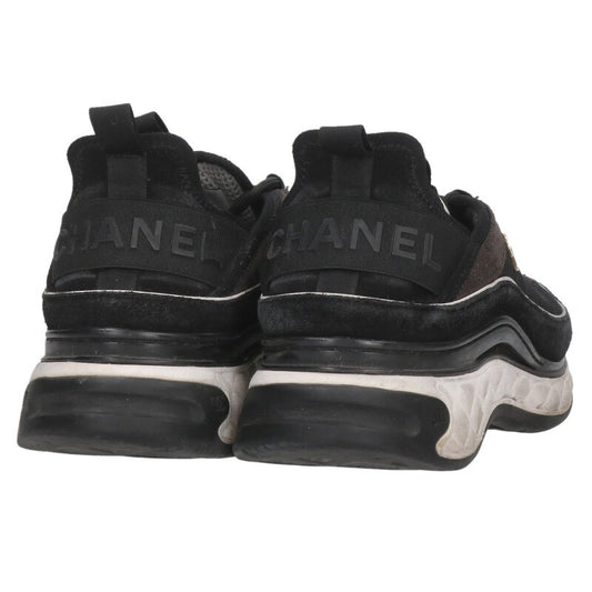 CHANEL G39072 Coco Mark Low-Top Sneakers Black Size 6.5