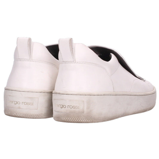sergiorossi White Silver Plate Leather Sneakers Size 5