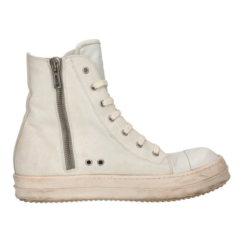 Rick Owens Ramones Leather High Top Sneakers White Size 8.5