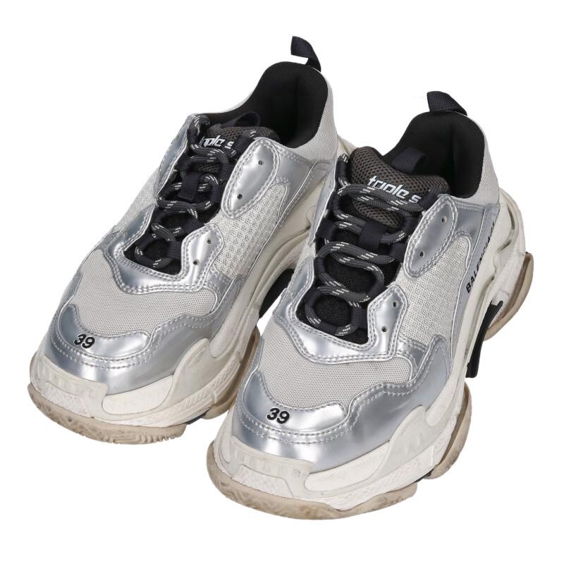 BALENCIAGA Triple S Low Top Sneakers White Size 6