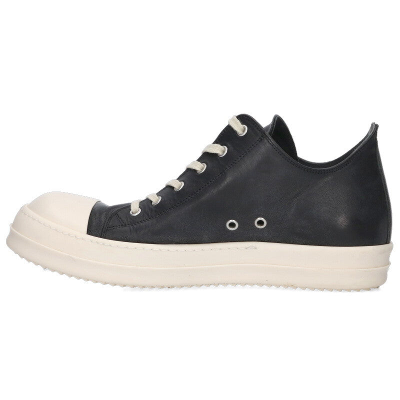 Rick Owens Ramones Low Leather Sneaker Black/White Size 10.5