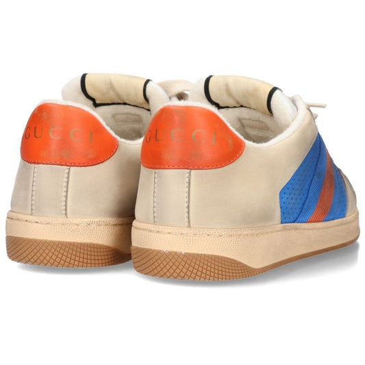 GUCCI Distressed GG Canvas Low-Top Sneakers Blue/Gray Size 8