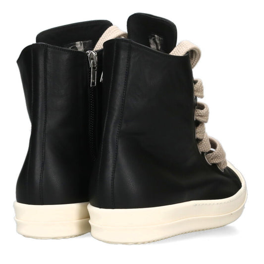 Rick Owens JUMBOLACE Leather Sneakers Black/White Size 48