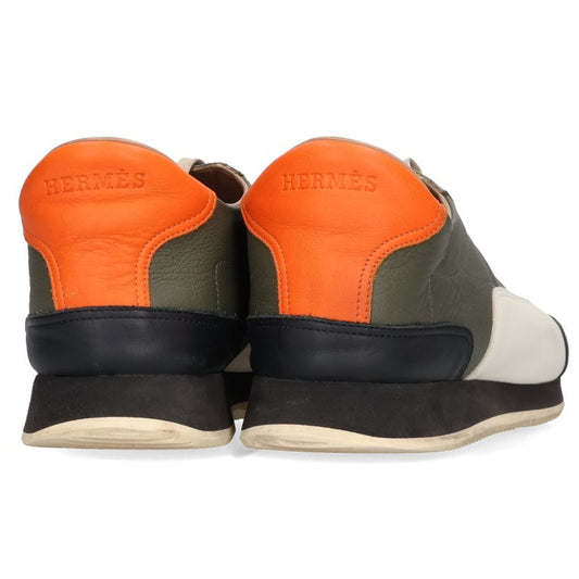 HERMES Trail Leather Low-Top Sneakers Green Multi Size EU 41