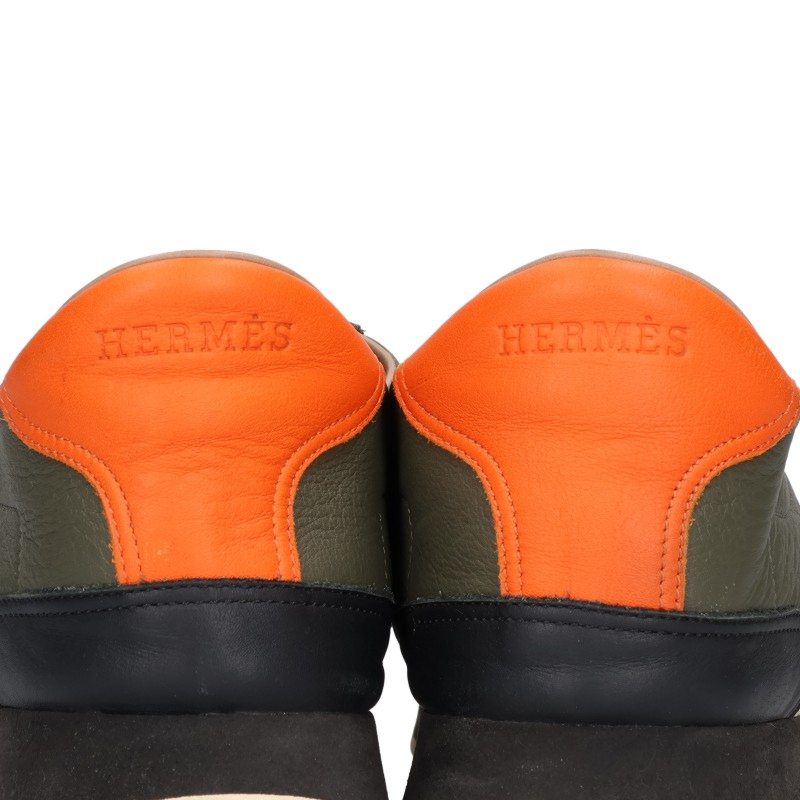 HERMES Trail Leather Low-Top Sneakers Green Multi Size EU 41