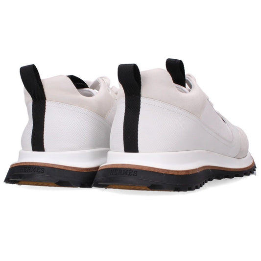 HERMES Leader Leather Low-Top Sneakers White Size 40.5