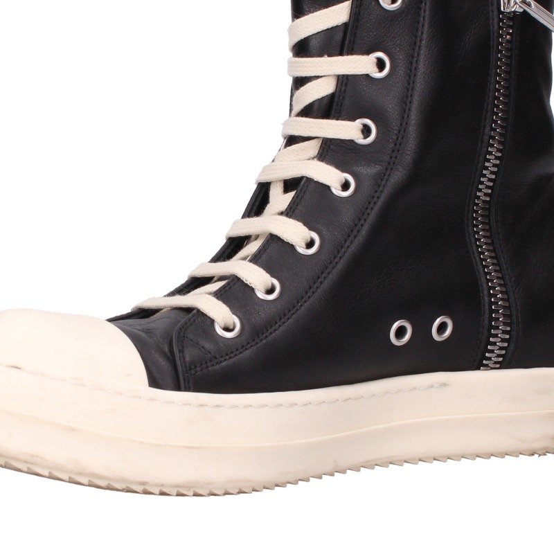 Rick Owens RAMONES Leather Sneakers Blk/Wht Size EU 40