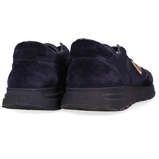 PRADA Nylon Panel Triangle Logo Sneakers Navy Size 7.5