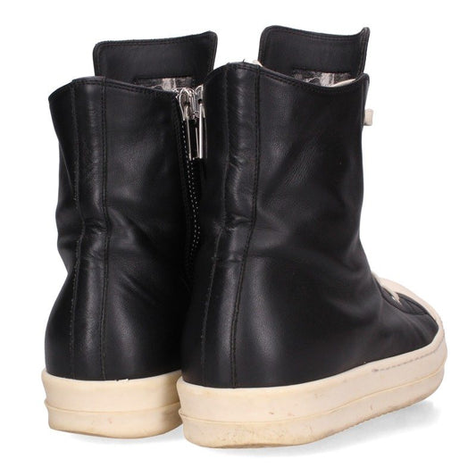 Rick Owens Leather Black/White Hi-Top Sneakers Size EU 42