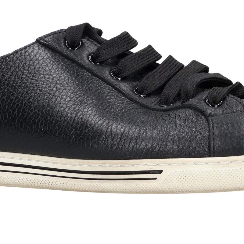 DOLCE & GABBANA Leather Low-Top Sneakers Black Size 8