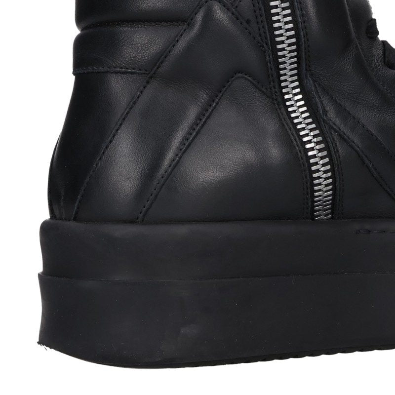 Rick Owens MEGA GEO BASKET Leather Sneakers Black Size EU 41