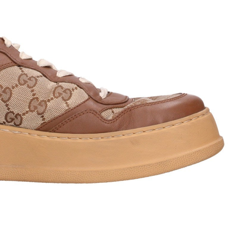 GUCCI GG Canvas Leather Low-Top Sneakers Beige/Brown Size 10