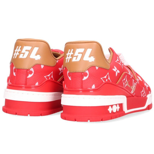 LOUISVUITTON Monogram Leather Sneakers Red Size 7