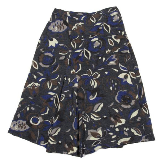 Plantation Wool Knit Floral Print Skirt Blue Size M