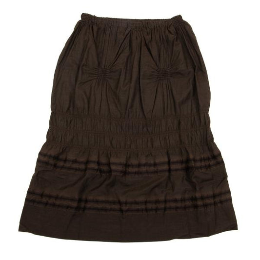 ISSEY MIYAKE HaaT Cotton Silk Hem Border Dark Brown Skirt Size M