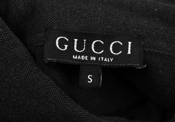 GUCCI Pique Point Embroidered Polo Shirt Navy Size S