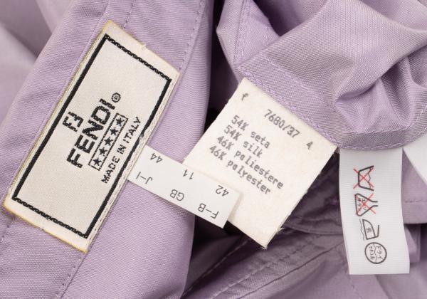FENDI Silk Blend Fly-Front Long Sleeve Shirt Lilac Size 44