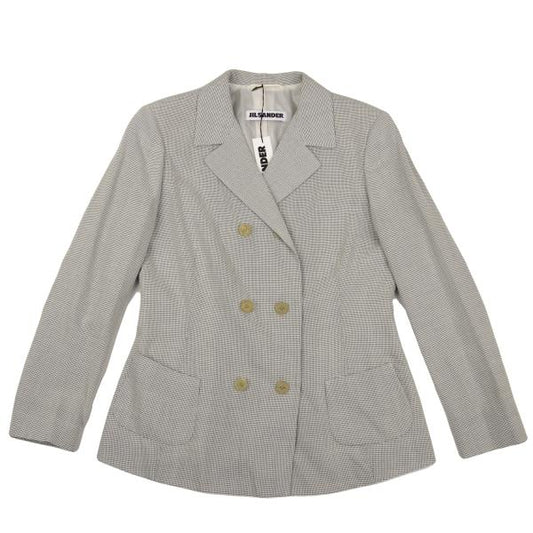 JIL SANDER Rayon Blend Double-Breasted Jacket Gray Size 38