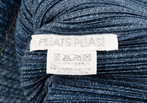 PLEATS PLEASE Denim Transfer Print Jacket Blue Size 3