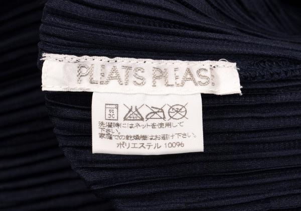 PLEATS PLEASE Graphic Tape Design Pleated Shirt Navy Size 4