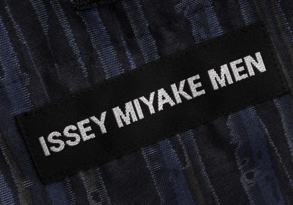 ISSEY MIYAKE MEN Blue Cotton Poly Bleed Stripe Jacket Size 2
