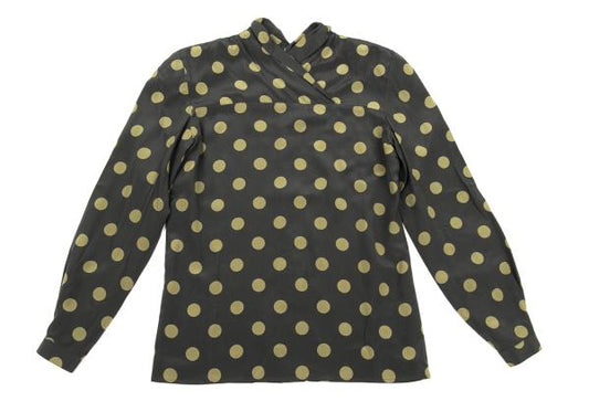 GIORGIO ARMANI Silk Dot Cache-Coeur Neck Shirt Gray Size 38
