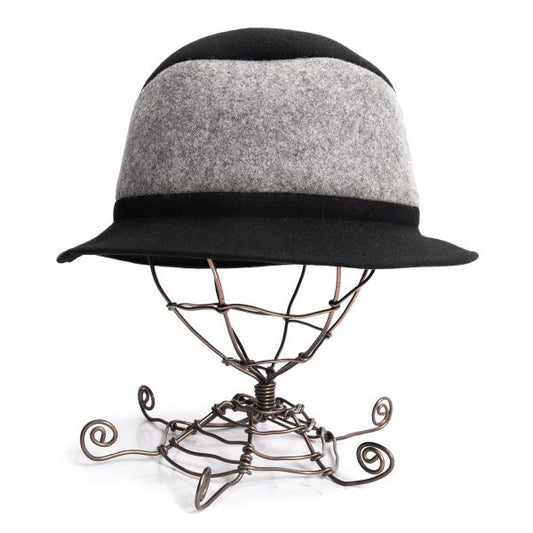 ISSEY MIYAKE MEN Wool Poly Color Block Hat Black Gray