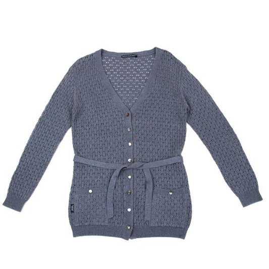 Mademoiselle NON NON Rayon Blend Long Blue Grey Cardigan Size 40L