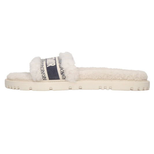 Christian Dior Logo Embroidered Fur Sandal Multi Size 6.5