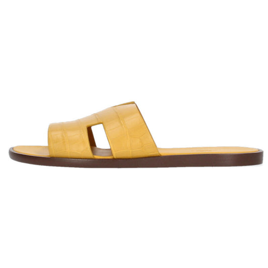HERMES Crocodile H-Logo Sandals Yellow Size 10.5