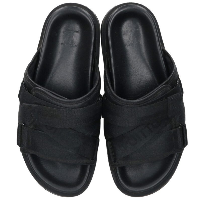 LOUISVUITTON Black Velcro Sandals Size 7