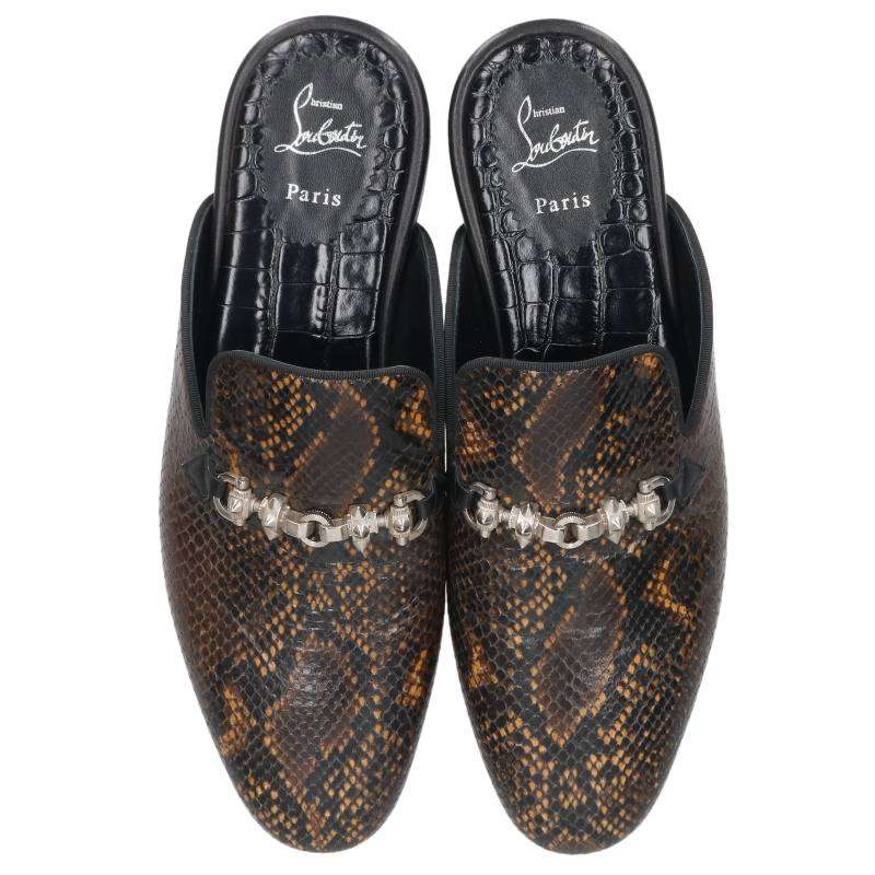 Christian Louboutin Python Pattern Sandals Brown Size 9.5