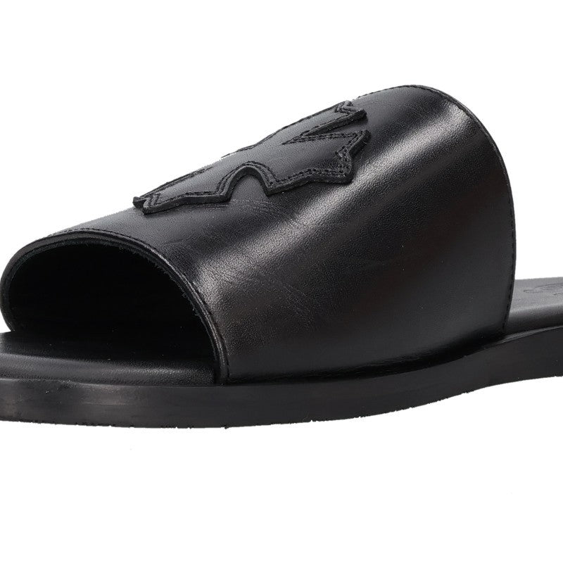 Chrome Hearts CH Plus Patch Leather Sandals Black Size EU 41