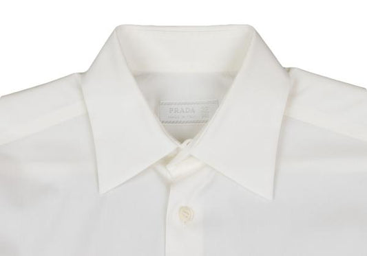 PRADA Cotton Stretch Regular Collar Shirt Off-White Size 37