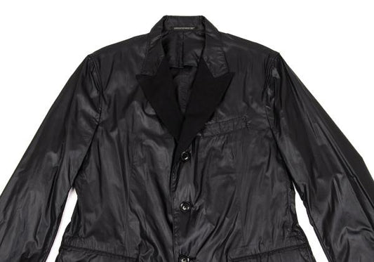 Yohji Yamamoto POUR HOMME Black Ripstop Lapel Jacket Size M