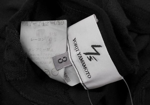 Y's for men Black Garment Dyed Check Weave T-Shirt Size 3