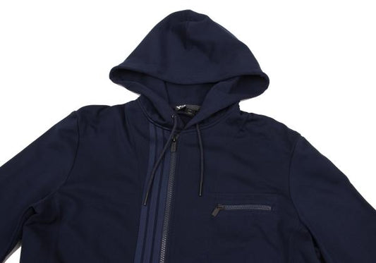 Y-3 Stretch Rayon Nylon 2-Way Zip Hoodie Navy Size S/P