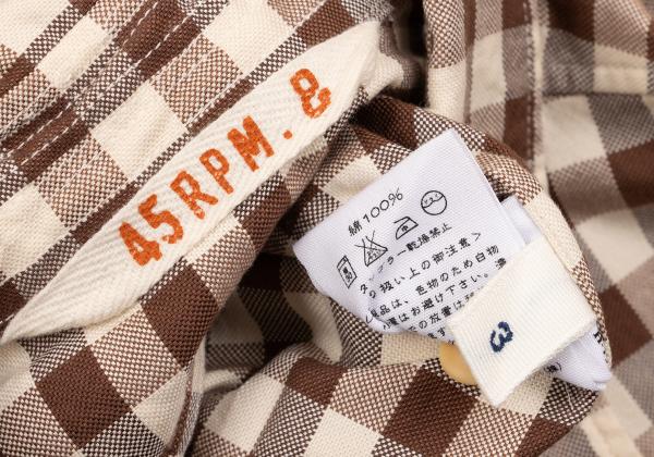 45rpm& Cotton Check T-Shirt Brown Beige Size 3
