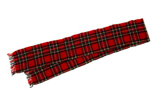 45rpm Wool Tartan Check Fringe Red Multi Muffler