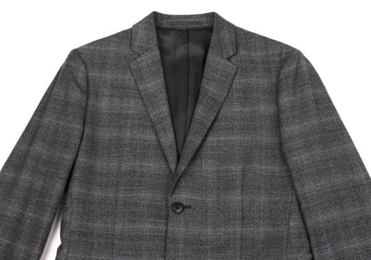 Theory Wool Cashmere Glen Check Jacket Gray Blue Size 36