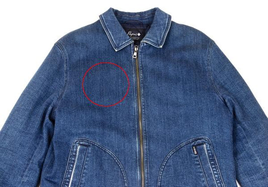 Papas Indigo Quilted Padded Zip Denim Jacket Size L