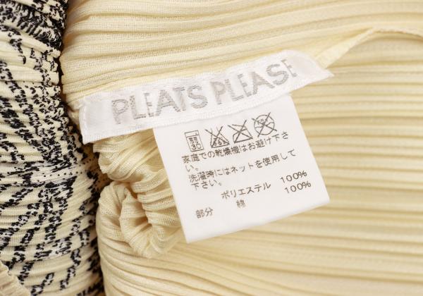 PLEATS PLEASE Pleats Zebra Patch T-Shirt Cream Size 3