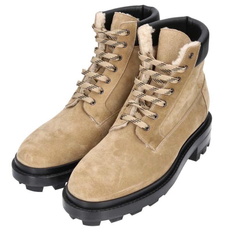 HERMES Shearling Boots Beige Size 12